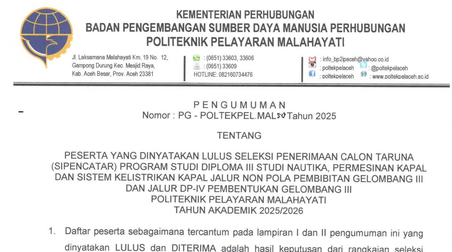 PG 58 PENGUMUMAN PANTUKHIR SIPENCATAR NON POLBIT GEL III