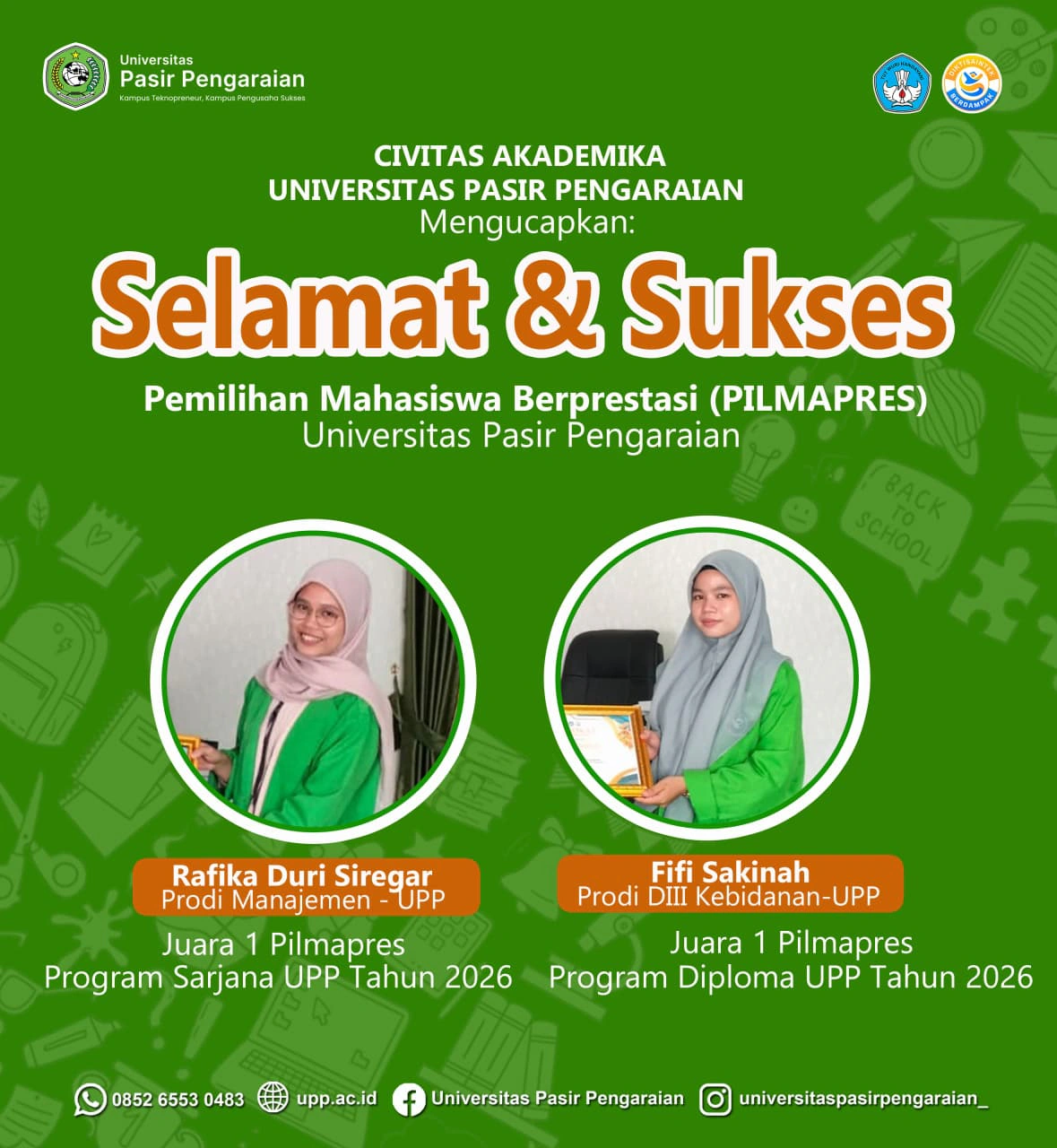 Mahasiswa Universitas Pasir Pengaraian Raih Prestasi pada Pemilihan Mahasiswa Berprestasi (PILMAPRES) 2026