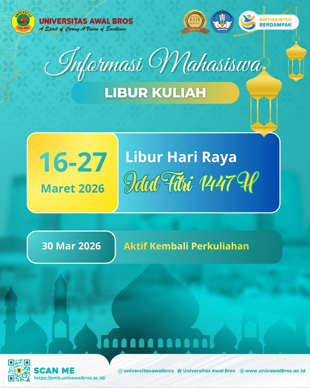 PENGUMUMAN: Jadwal Perkuliahan Semester Genap dan Libur Idulfitri 1447 H di FTKE