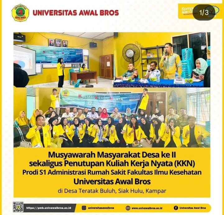 Musyawarah Masyarakat Desa ke II sekaligus Penutupan Kuliah Kerja Nyata (KKN) Prodi S1 Administrasi Rumah Sakit Fakultas Ilmu Kesehatan Universitas Awal Bros