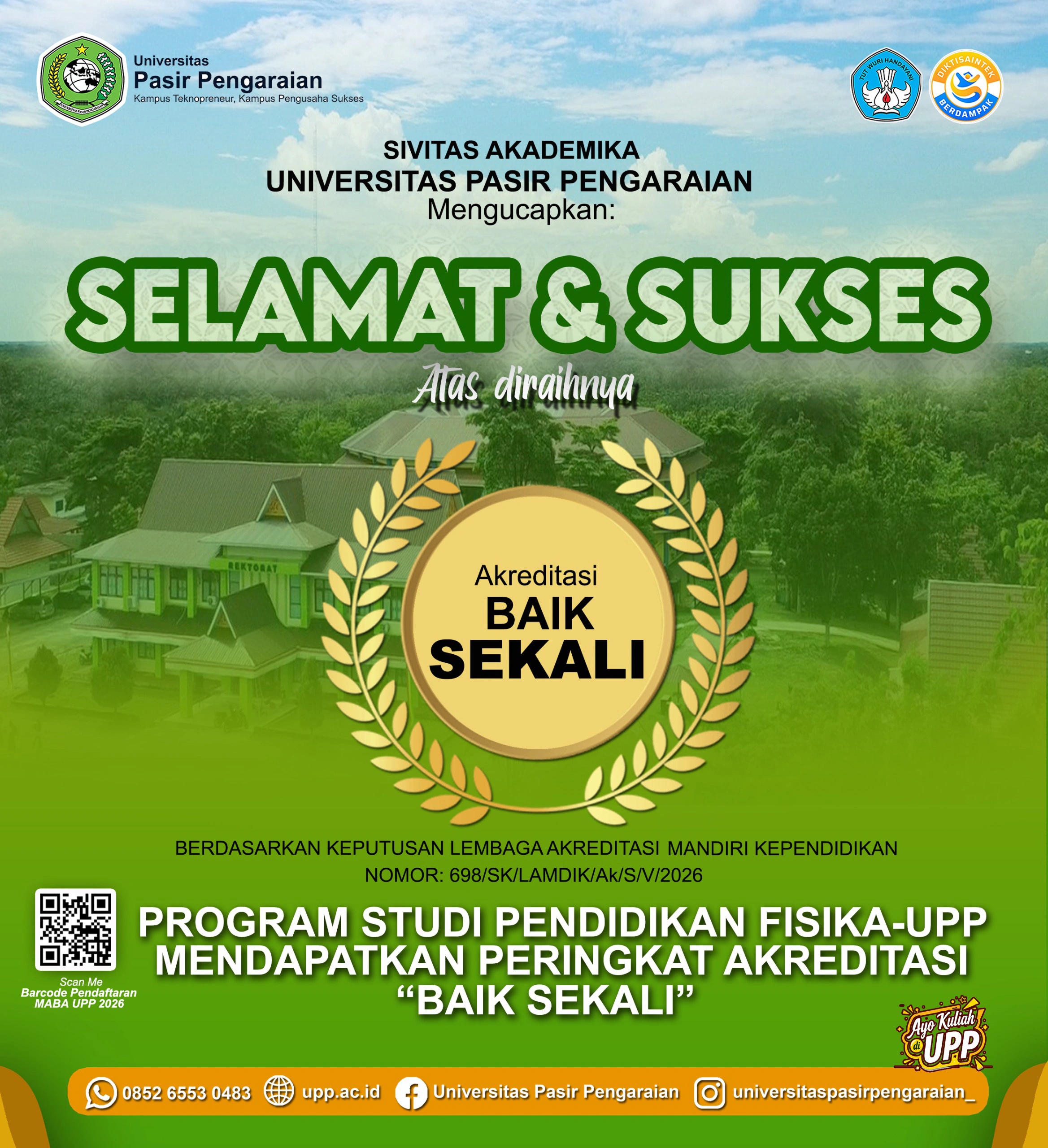 Raih Akreditasi ‘Baik Sekali’ dari LAMDIK, Prodi Pendidikan Fisika FKIP UPP Buktikan Kualitas Mutu Akademik