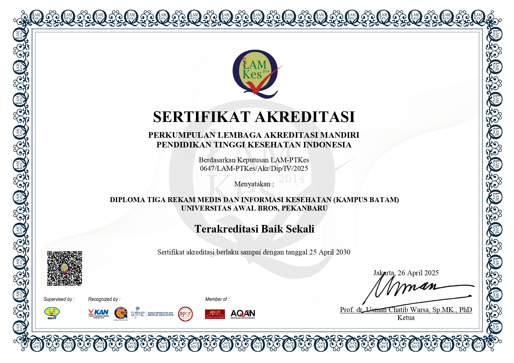 Sertifikat Akreditasi Program Studi RMIK