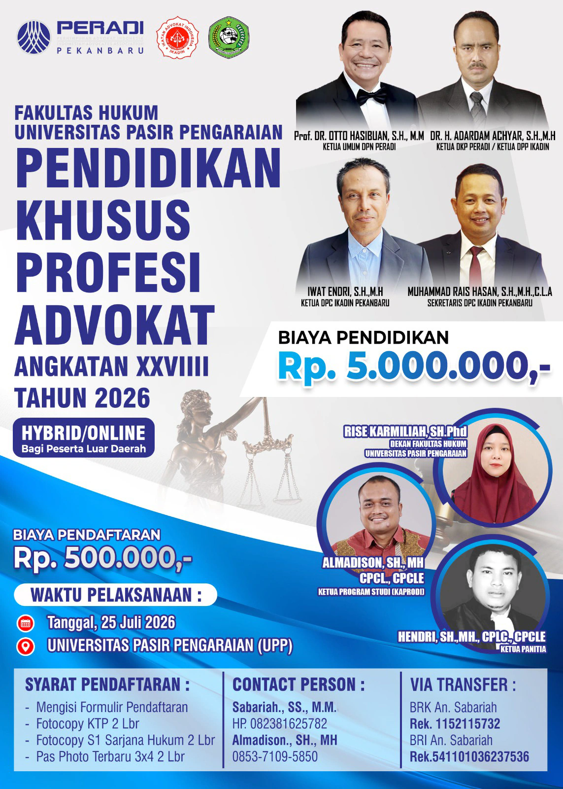 Fakultas Hukum UPP Buka Pendaftaran PKPA Angkatan XXVIII Tahun 2026, Gandeng DPC IKADIN Pekanbaru