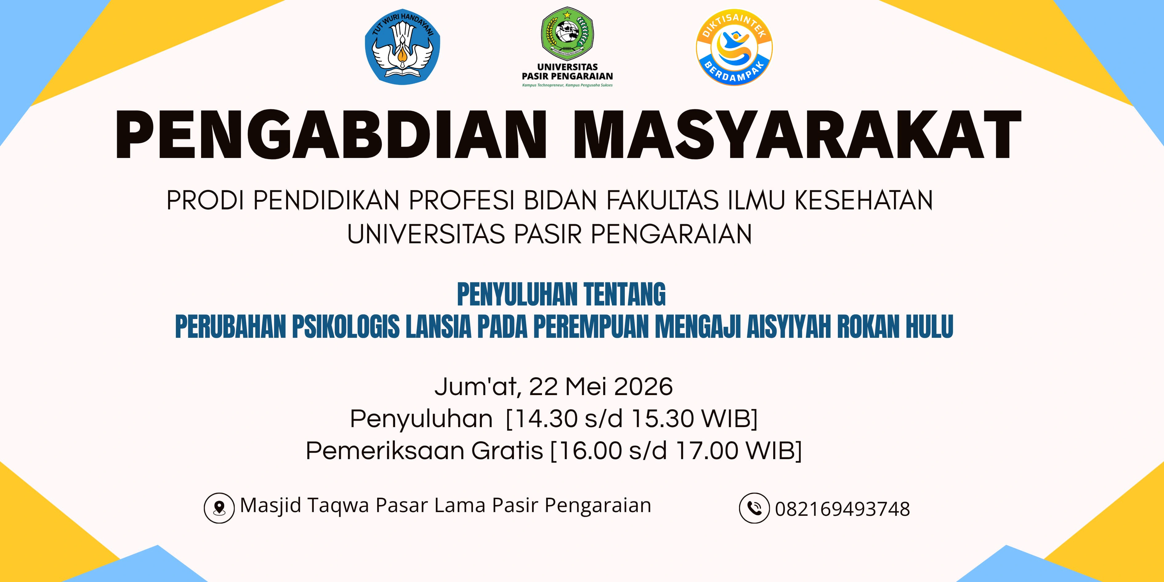 Mengedukasi Lansia, Prodi Pendidikan Profesi Bidan UPP Gelar Penyuluhan Psikologis dan Pemeriksaan Gratis