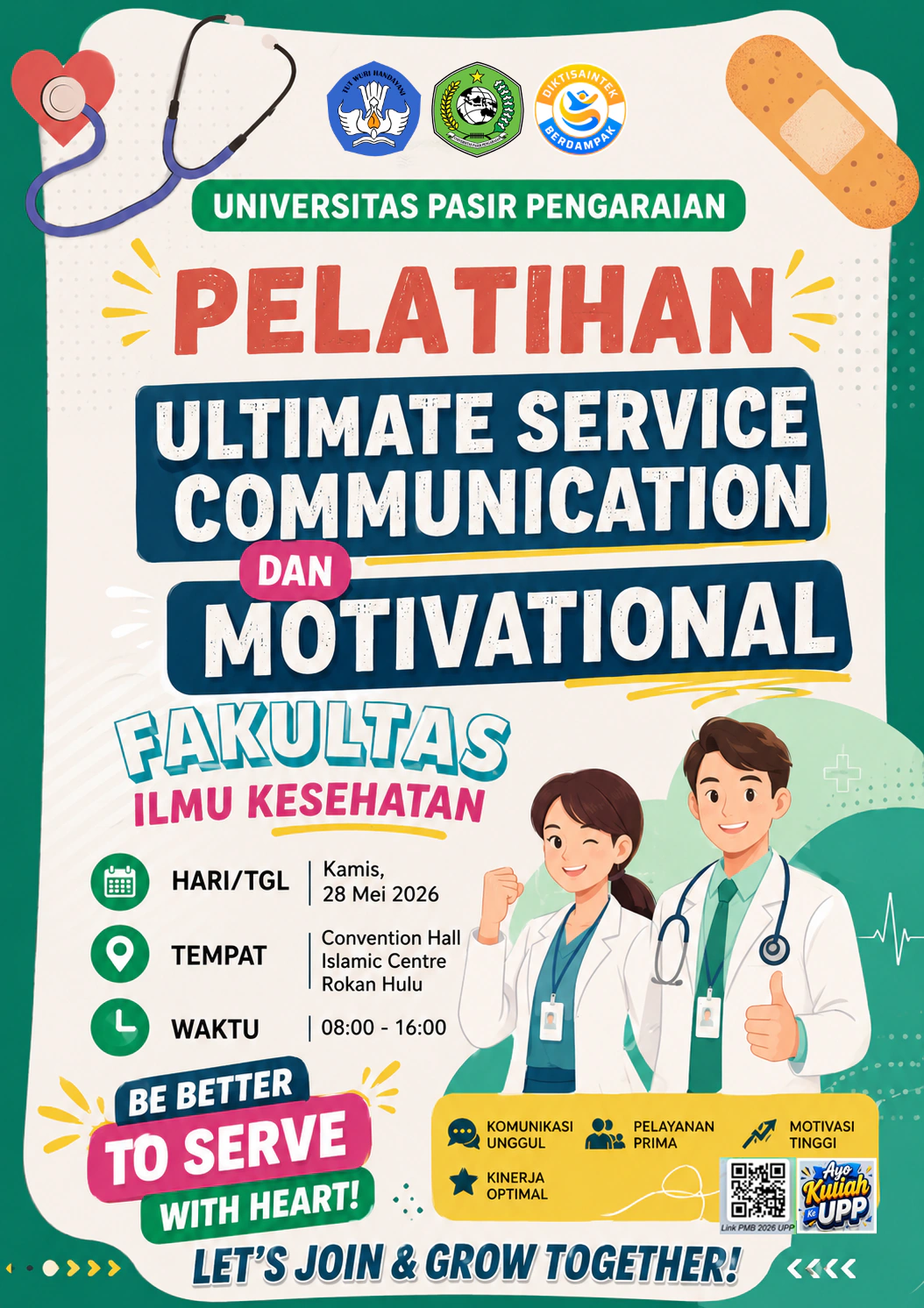 Gratis Pendaftaran, Pelatihan Ultimate Service Communication dan Motivational Wujudkan Pelayanan Prima dengan Hati bersama Universitas Pasir Pengaraian