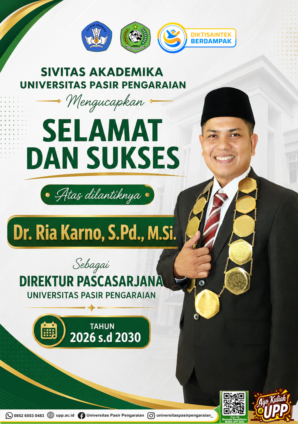 Sivitas Akademika UPP Ucapkan Selamat atas Pelantikan Direktur Pascasarjana Periode 2026–2030