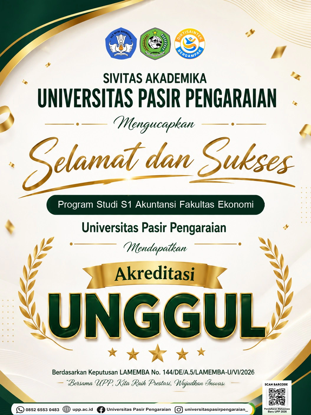 Kado Terindah Program Studi S1 Akuntansi UPP Resmi Raih Akreditasi "UNGGUL" dari LAMEMBA