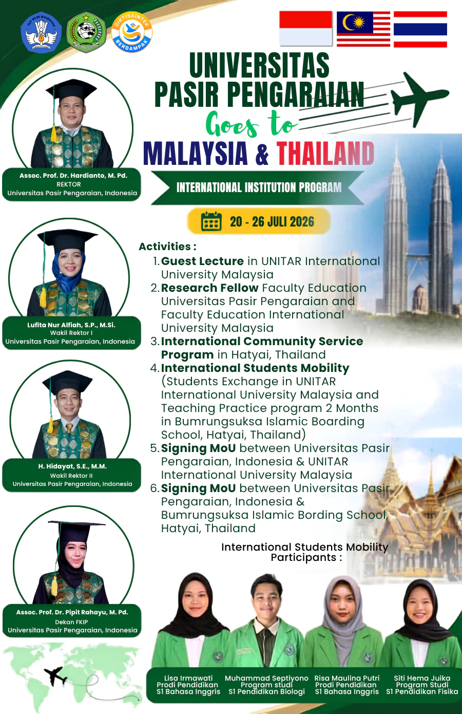 Perkuat Jejaring Global, UPP Jalankan Program Internasional ke Malaysia dan Thailand