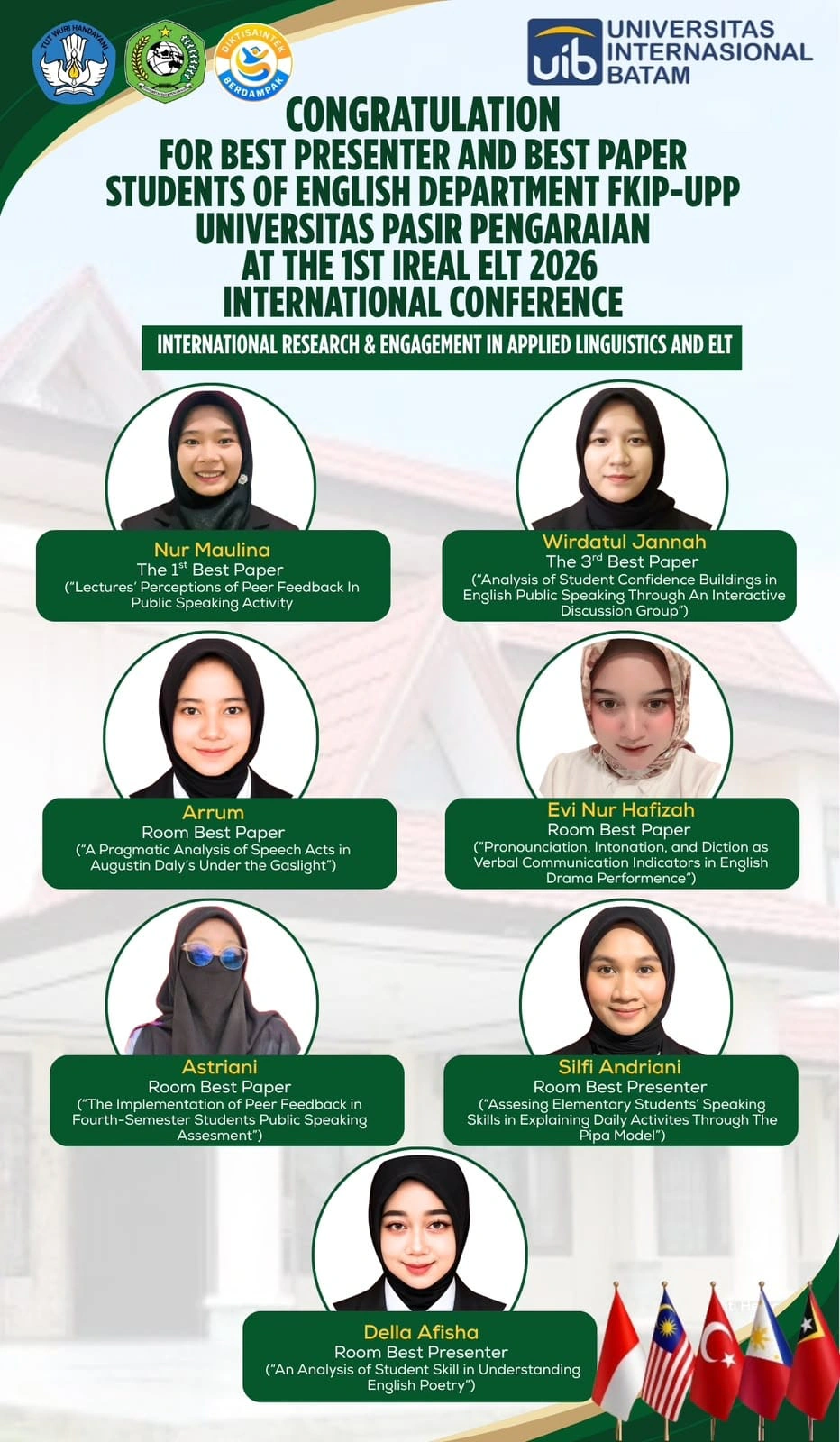 7 Mahasiswa FKIP UPP Ukir Prestasi Internasional, Borong Best Paper dan Best Presenter di iREAL ELT 2026