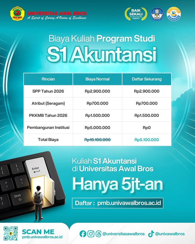 Biaya bukan menjadi halangan kuliah S1 Akuntansi di Universitas Awal Bros