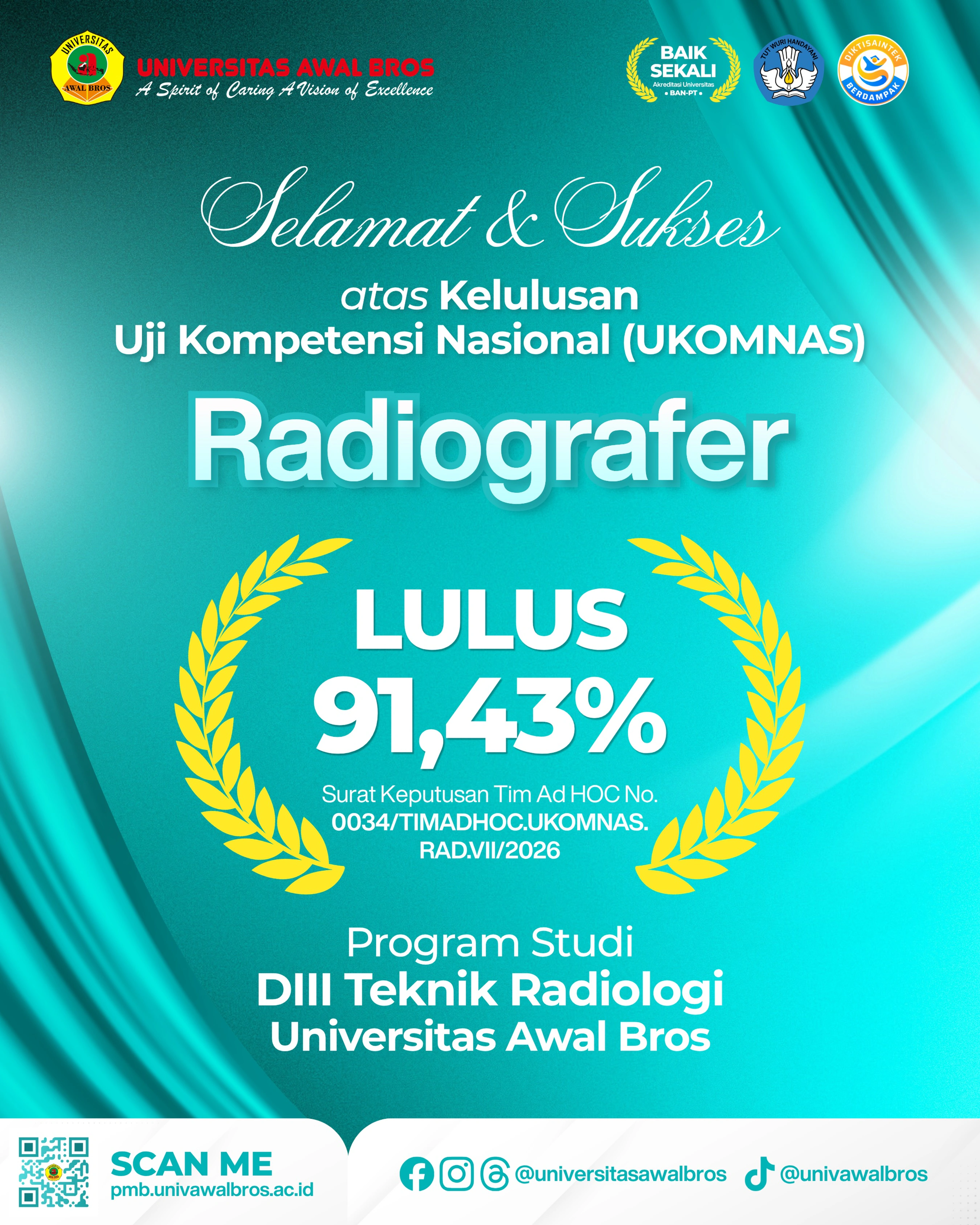 Universitas Awal Bros Rayakan Keberhasilan Gemilang: 91,43% Lulusan DIII Teknik Radiologi Lulus Ujian Kompetensi Nasional