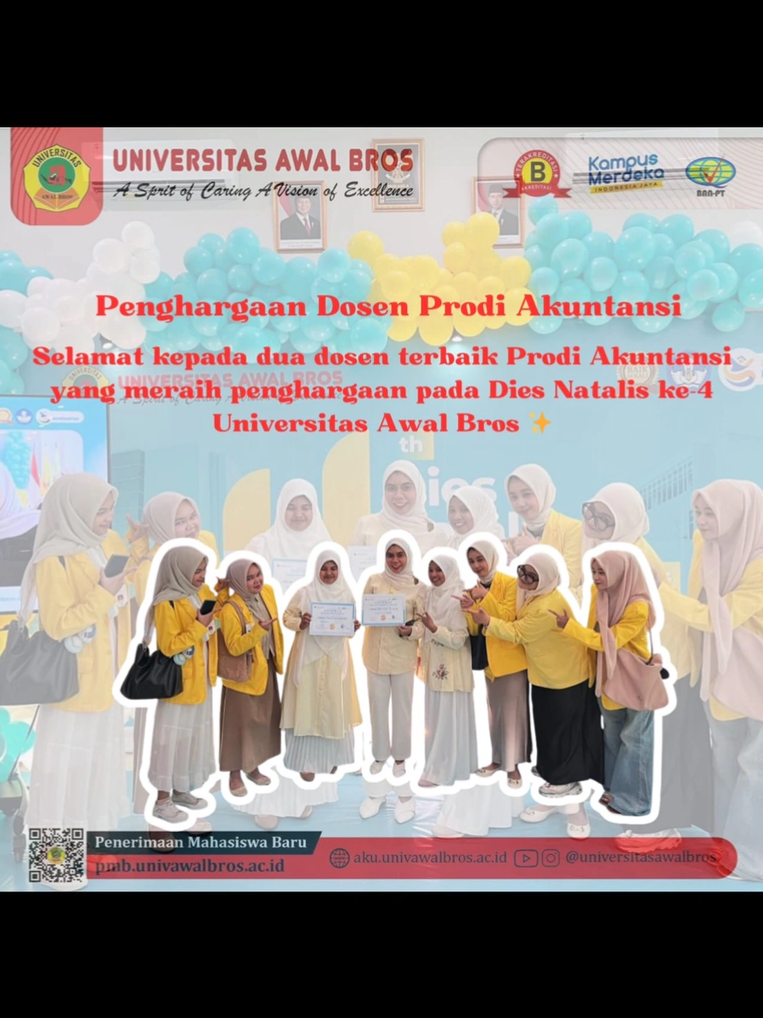 Dua Dosen Terbaik Prodi Akuntansi Raih Penghargaan pada Dies Natalis ke-4 Universitas Awal Bros